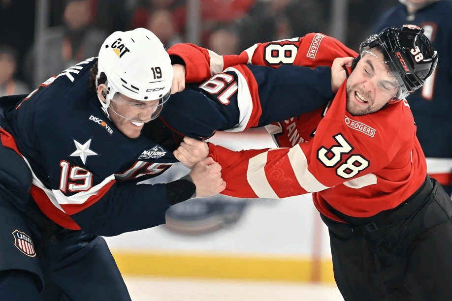 USA vs. Canada Ice Hockey Game Sees Three Fights in the First Nine Seconds