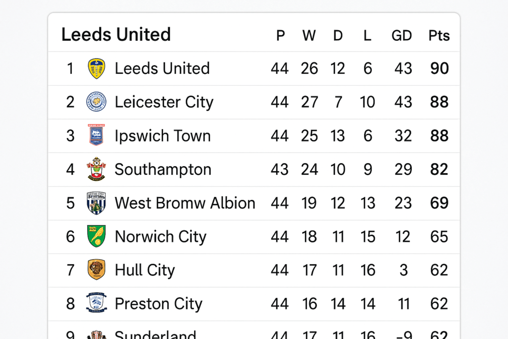 Leeds United Standings